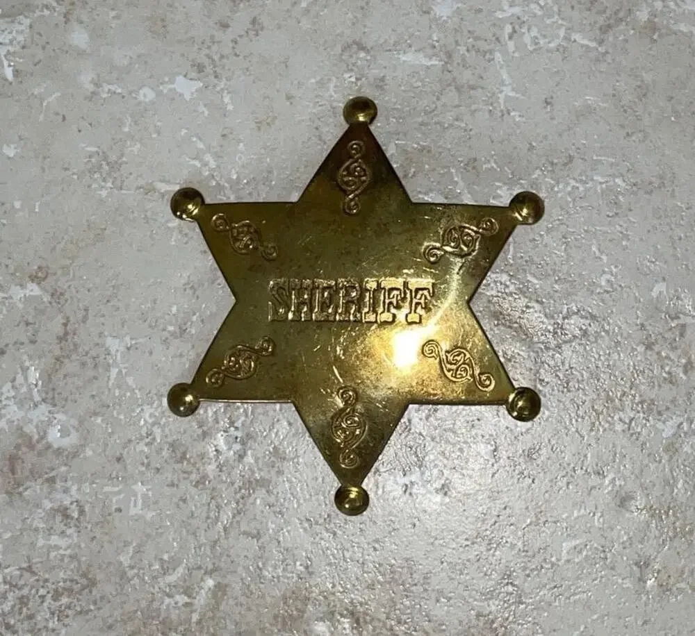 SHERIFF BRASS METAL BADGE HALLOWEEN COSTUME ACCESSORY